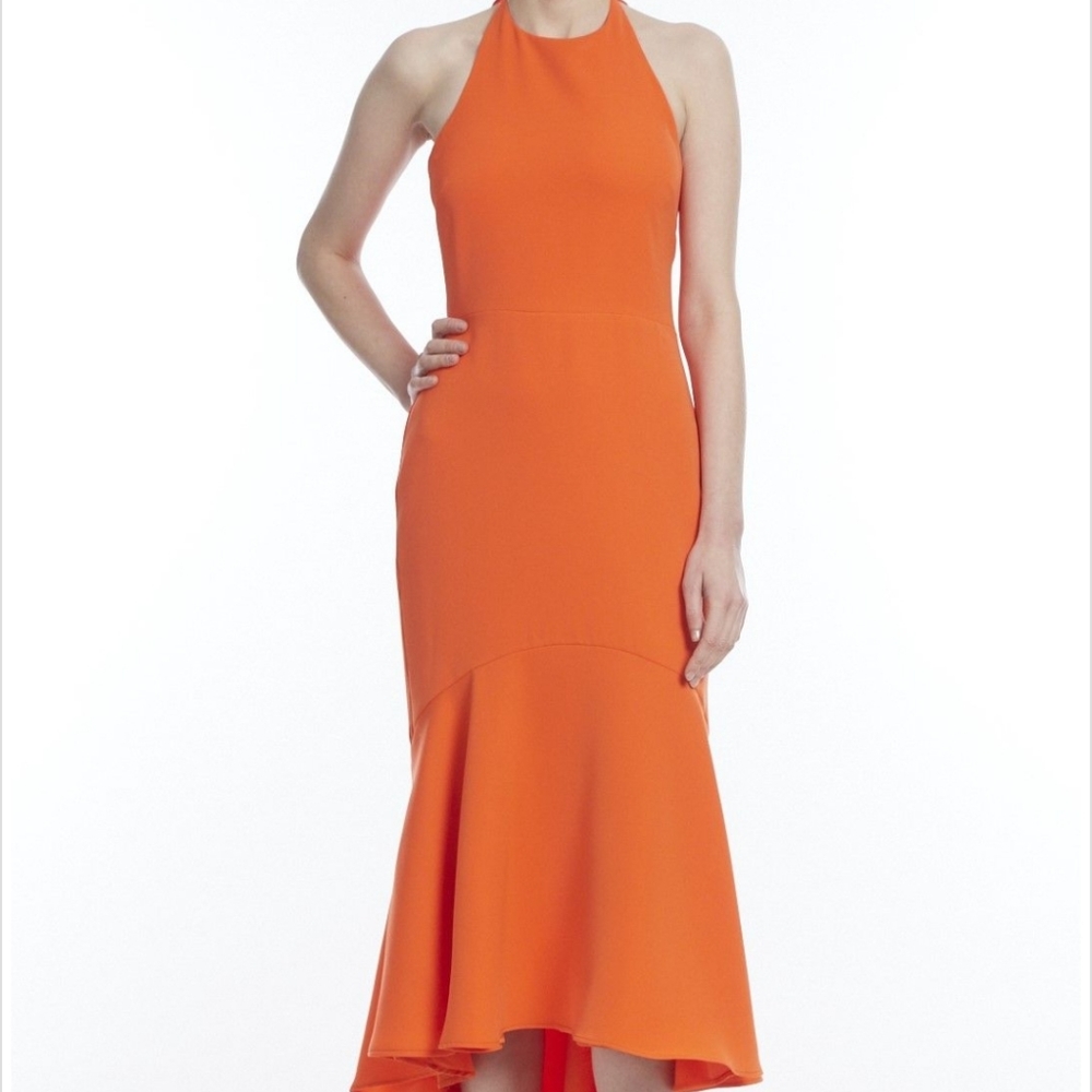 Badgley Mischka Coral Halter Vanessa Dress